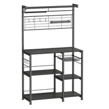 VASAGLE Küchenregal mit Magnetleiste 12 Haken ebenholzfarben-schwarz