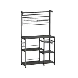 VASAGLE Küchenregal mit Magnetleiste 12 Haken ebenholzfarben-schwarz