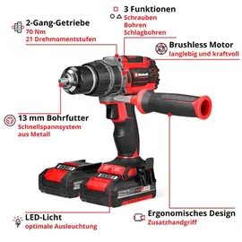 Einhell TP-CD 18/70 Li-i BL inkl. 2 x 2,0 Ah + E-Case