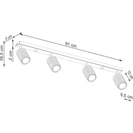 Sollux Lighting KARBON 4L 4xGU10 gold Aluminium 16,5x6,5x81cm