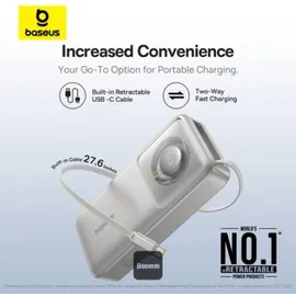 Baseus Free2Pull 20.000mAh, 70cm ausziehbares USB-C Kabel + USB-C, 65W, grau