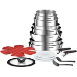 Tefal Ingenio L897SJ04 Kochgeschirr, Pfannen, Töpfe, Wok, Schmorpfanne, Deckel, abnehmbare Griffe, Induktion, Edelstahl, spülmaschinenfest, 20-teilig