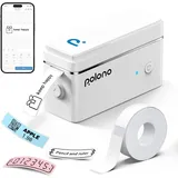 polono Etikettendrucker, P31s Bluetooth Etikettiergerät Selbstklebend Beschriftungsgerät Mini Label Printer Tragbarer Labeldrucker mit iOS Android,Für Zuhause, Büro, Weiß