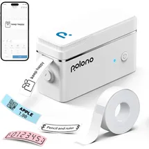 polono Etikettendrucker, P31s Bluetooth Etikettiergerät Selbstklebend Beschriftungsgerät Mini Label Printer Tragbarer Labeldrucker mit iOS Android,Für Zuhause, Büro, Weiß