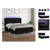 vidaXL Boxspringbett mit Matratze & LED Schwarz 160x200 cm Stoff