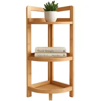 Relaxdays Eckregal Bambus, 3 halbrunde Ablagen, HBT: 77x23x23 cm, Standregal Bad & Küche, platzsparend, Natur,