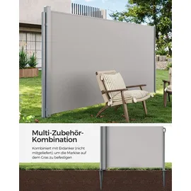 Songmics Seitenmarkise 152 x 11,5 cm grau Stahl