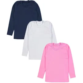 TupTam Mädchen Langarmshirt 3er Pack Langarm Unterhemden Basic Unterwäsche Shirts Unterhemd Farbe: 3er pack Dunkelblau/Rosa/Grau, Größe: 146 - 146