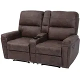 Mendler 2er Kinosessel HWC-K17 Stoff/Textil 157 x 102 x 0 cm Braun mit Liegeposition