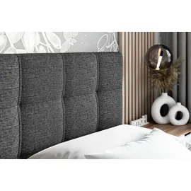altdecor Boxspringbett mit H3 Matratze und Topper - 180 x 200 cm - MARCE - Dunkelgrau Gewebe - Polsterbett mit Bettkasten und Lattenrost, Bett mit ... - Dunkelgrau