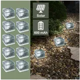 EAXUS Solarleuchte Glas 10er Set Dämmerungssensor transparent, weiß