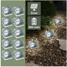 EAXUS Solarleuchte Glas 10er Set Dämmerungssensor transparent, weiß