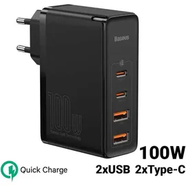 Baseus GaN2 Pro Quick Charger (100 W), USB + 2x USB-C 100W EU Schwarz