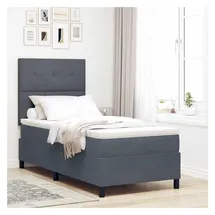 vidaXL Boxspringbett 100 x 200 cm Dunkelgrau