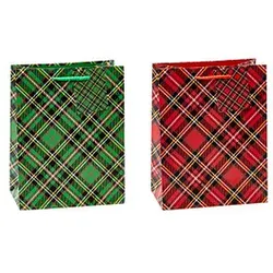 12 TSI Geschenktaschen Tartan Motiv sortiert 18,0 x 23,0 cm