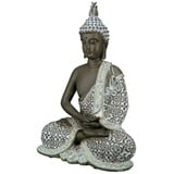 GILDE Deko Skulptur Buddha Figur sitzend - Meditation - braun/weiß - Höhe 29 cm