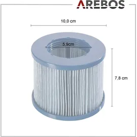 Arebos Poolfilter, 6X Filterkartuschen Spa Whirlpools, Antimikrobieller Filter, Sonstiges Poolzubehör, Blau