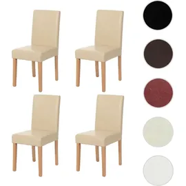 Mendler 4er-Set Esszimmerstuhl Littau Kunstleder creme