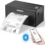 MUNBYN Bluetooth Etikettendrucker DHL, Label Printer 4x6, Labeldrucker Thermodrucker für Shopify, Ebay, Etsy, Amazon, DHL, Evri, DPD,UPS, FedEx, ITPP130B Schwarz