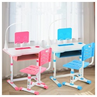 LETGOSPT Kinderschreibtisch höhenverstellbarer Kindertisch & Stuhl mit Schublade, Bücherständer, Schülerschreibtisch Set, Kinder Schreibtisch für Jungs & Mädchen rosa