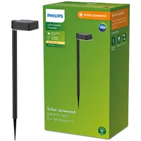 Philips Outdoor Solar Vynce Sockelleuchte Spiess 1.5W, Tageslichtsensor, eckig