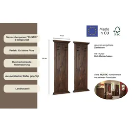Home Affaire Garderobenpaneel Rustic 2 Stück Kiefer Braun