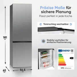 Bomann KG 7370 Kühl-Gefrierkombination (253 l, 1810 mm hoch, Silber)