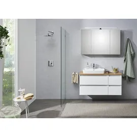 Saphir Waschtisch »Quickset 360 Waschplatz mit Keramik-Aufsatzbecken, wandhängend« Waschtischplatte, 113 cm breit, Weiß Glanz, 4 Schubladen weiß