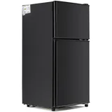 Merax Retro Mini Kühlschrank mit Gefrierfach, 60L, 2 Türen, 86,8 cm, kompakt für Single, Büro & Hotel Minibar, LED, 102 kWh/Jahr, Schwarz