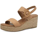 Marco Tozzi Damen Sandalen mit Keilabsatz mit Klettverschluss Sommer, Braun (Nougat), 37 EU