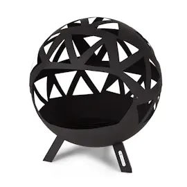 Blumfeldt Colima Feuerschale Ø 66 cm Kugelform mit Holzkohlerost & Ascheschale geometrisch Schwarz