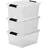 Iris Ohyama Iris Ohyama, 3er-set, Aufbewahrungsboxen, 15 L, mit Clips, stapelbar, Wohnzimmer, Schlafzimmer, Garage, - Top Box Tb-15 - Transparent,