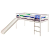 IDIMEX Hochbett BENNY Hochbett mit Rutsche Spielbett Bett Kiefer massiv weiss lackiert 90 x weiß