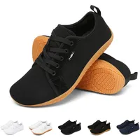 Geweo Barfußschuhe Sneaker Breite Walking Schuhe Barfuss Damen Herren Trail Laufschuhe Minimalistische Fitness Knit Unisex Weit rutschfest Zehenschuhe Zero Drop Solhe Freizeit Schwarz Braune 42EU - 42 EU Weit