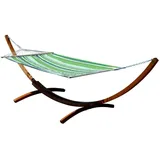 ALEOS. 400cm XXL Hängemattengestell Gestell aus Holz Lärche Dunkelbraun mit Stab Hängematte Sosua 120x200 cm