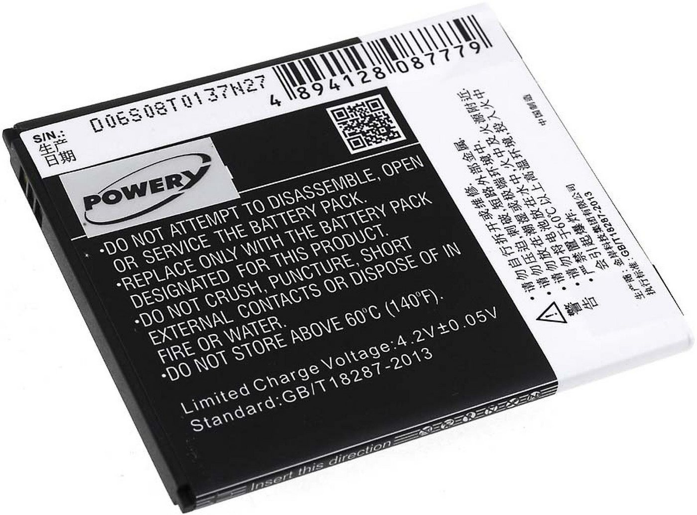 Powery Akku für Lenovo S650 Smartphone-Akku 2000 mAh (3.7 V) schwarz
