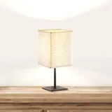 easy! by fhl FHL easy, Tischlampe, FHL Lela Tischleuchte Leinenschirm rechteckig Modern E14 schwarz-natur 850260