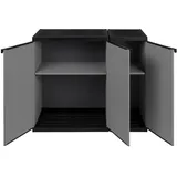 Kreher Modularer Universal Kunststoffschrank Kommode 2 in 1 mit DREI Türen und höhenverstellbaren Böden. Robuste Ausführung, in Grau. Maße BxTxH : 102 x 38,5 x 85 cm.