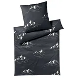 ELEGANTE Mountain Top Mako-Satin Grau 135 x 200 cm + 80 x 80 cm