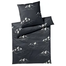 ELEGANTE Mountain Top Mako-Satin Grau 135 x 200 cm + 80 x 80 cm