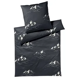 ELEGANTE Mountain Top Mako-Satin Grau 135 x 200 cm + 80 x 80 cm