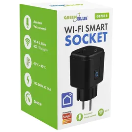 GreenBlue Ferngesteuerte WLAN-Steckdose von GreenBlue Android/iOS/Alexa/Google Home Timer Leistungsmesser max. 16 A/3840 W GB735 B 3 Stück - Schwarz