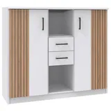 Carryhome Sideboard, Weiß, Eiche Artisan, - 122x105x40 cm,