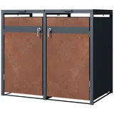 ML-Design Mülltonnenbox 2er 132 x 80 x 116,3 cm anthrazit-rostoptik