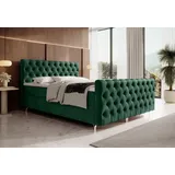 yourhouse24 Boxspringbett Chester Plus (Bonell-Matratze und Topperr), mit zwei Bettkästen (Farbe: Monolith 37, Größe: 120x200 cm) - Grün