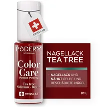 PODERM - TEEBAUM-NAGELLACK COLOR CARE Allurarot - verbessert das Aussehen für die gelbe oder brüchige Nägel - 2 IN 1 PFLEGE - Hergestellt in der Schweiz