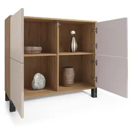 Vladon Rova 92,5 x 84,5 x 35 cm Gelb / Creme Hochglanz