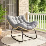 Outsunny Rattan Schaukelstuhl Gartenliege mit dicke Kissen, Gartenschaukel
