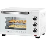Woltu Mini-Backofen 21 L, Elektrischer Mini-Ofen, Pizzaofen, 1280 W, 100-230 °C, 60 Min. Timer, Ober-/Unterhitze, Doppelverglasung, Weiß