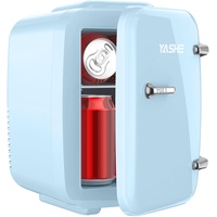 YASHE Mini Kühlschrank, 4 Liter Mini-Kühlschränke für Kosmetik, Getränke, 220V AC/ 12V DC Thermoelektrische Kühlung und Erwärmung, Kleiner Kühlschrank für Schlafzimmer, Büro, Wohnheim, Auto (Blau)